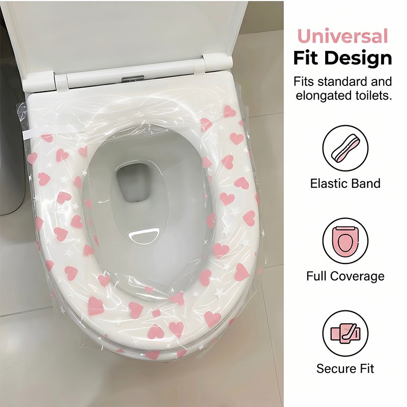 🚽🛡️ Wegwerp toiletbrilhoes – waterdicht, universele pasvorm, handig voor op reis!