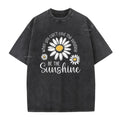 Unisex Vintage Gewassen Madeliefje Print Loose Fit T-Shirt