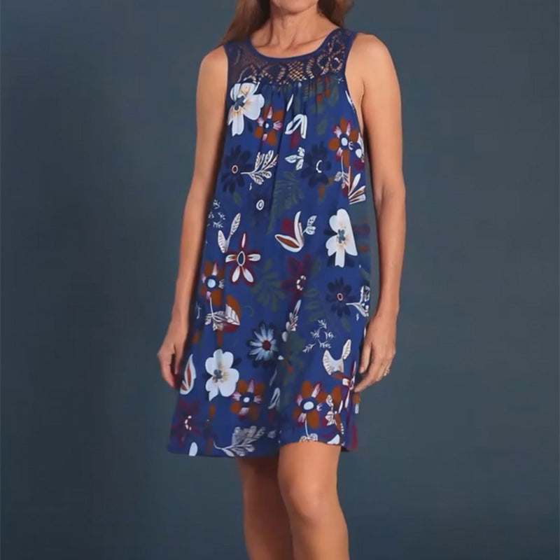 💥【LIMITED TIME 50% OFF】🔥 Mouwloze Print Jurk | Ruime Pasvorm Verbergt Buikje | Kreukvrij & Strijkvrij | Comfortabele Gemengde Stof | Wit/Zwart/Marineblauw/Groen/Fuchsia S-4XL