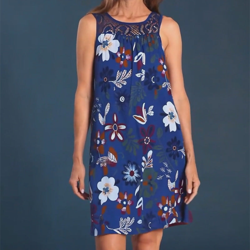 💥【LIMITED TIME 50% OFF】🔥 Mouwloze Print Jurk | Ruime Pasvorm Verbergt Buikje | Kreukvrij & Strijkvrij | Comfortabele Gemengde Stof | Wit/Zwart/Marineblauw/Groen/Fuchsia S-4XL