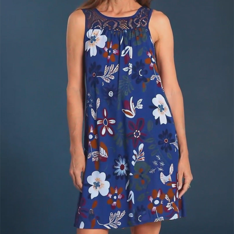 💥【LIMITED TIME 50% OFF】🔥 Mouwloze Print Jurk | Ruime Pasvorm Verbergt Buikje | Kreukvrij & Strijkvrij | Comfortabele Gemengde Stof | Wit/Zwart/Marineblauw/Groen/Fuchsia S-4XL
