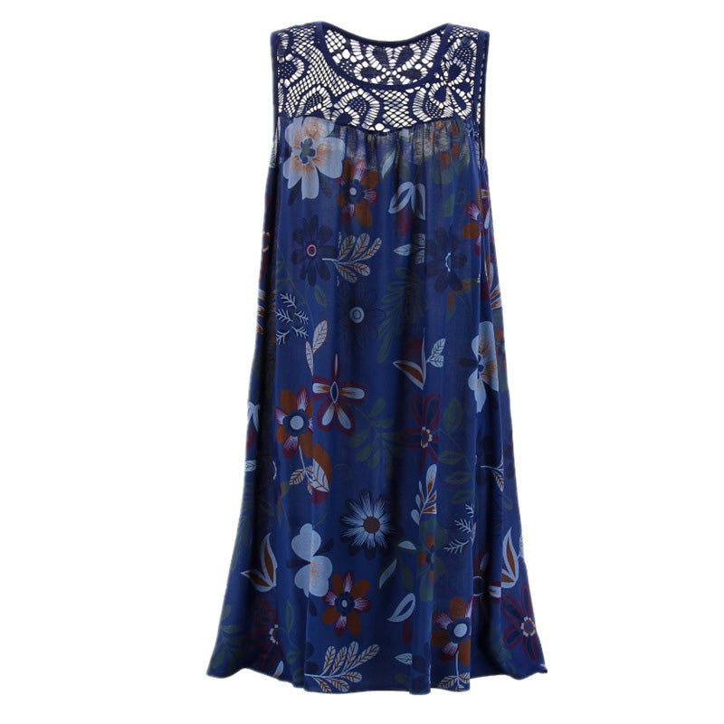 💥【LIMITED TIME 50% OFF】🔥 Mouwloze Print Jurk | Ruime Pasvorm Verbergt Buikje | Kreukvrij & Strijkvrij | Comfortabele Gemengde Stof | Wit/Zwart/Marineblauw/Groen/Fuchsia S-4XL