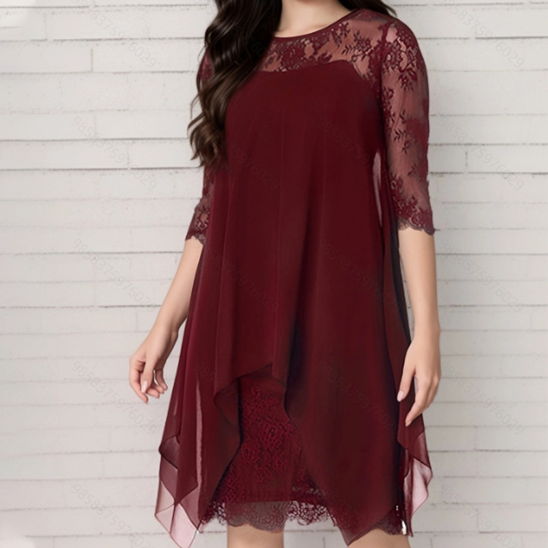 ⏳ FLASH SALE! ✨ Stijlvolle Lace Jurk | High-Low Zoom Toont Benen 🦵 | Perfect voor Dates/Feestjes | HALF PRICE 🎉