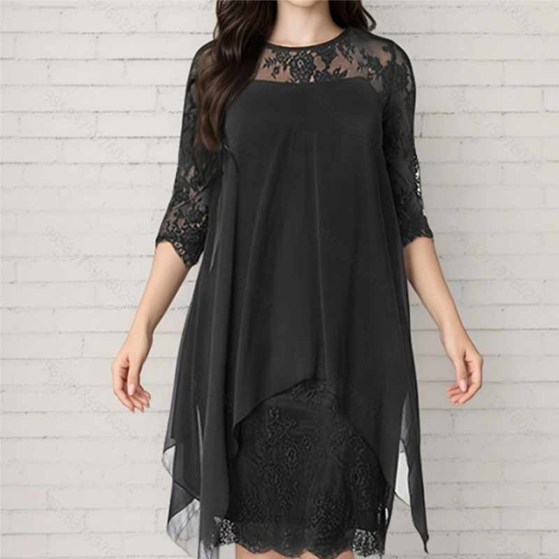 ⏳ FLASH SALE! ✨ Stijlvolle Lace Jurk | High-Low Zoom Toont Benen 🦵 | Perfect voor Dates/Feestjes | HALF PRICE 🎉