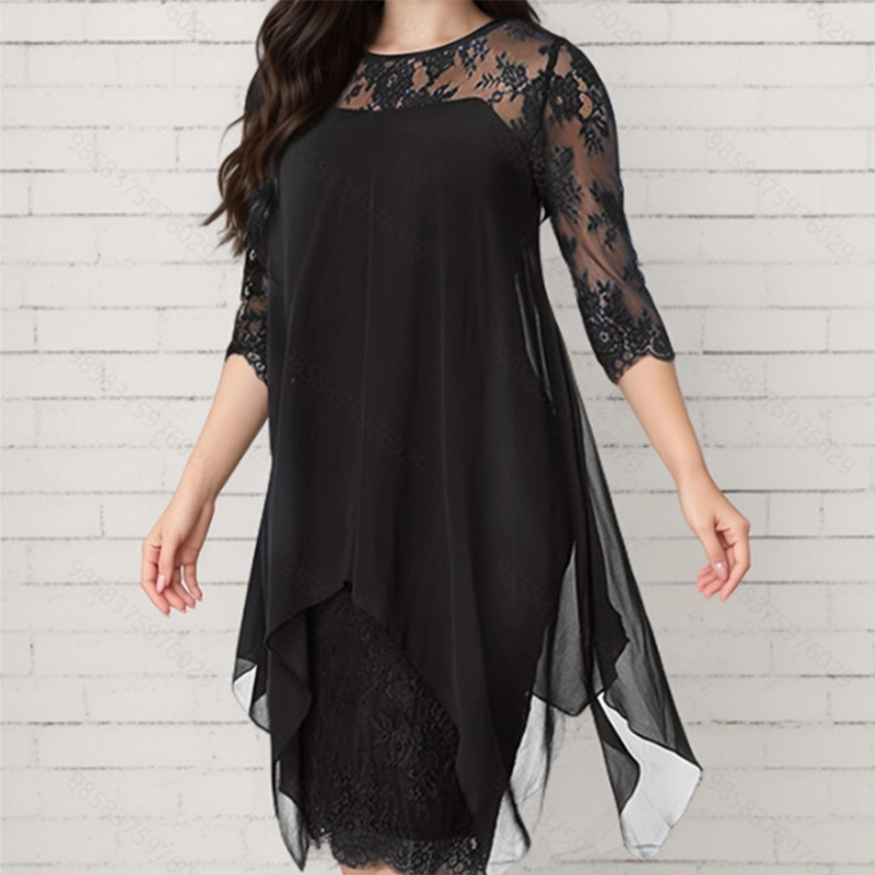⏳ FLASH SALE! ✨ Stijlvolle Lace Jurk | High-Low Zoom Toont Benen 🦵 | Perfect voor Dates/Feestjes | HALF PRICE 🎉