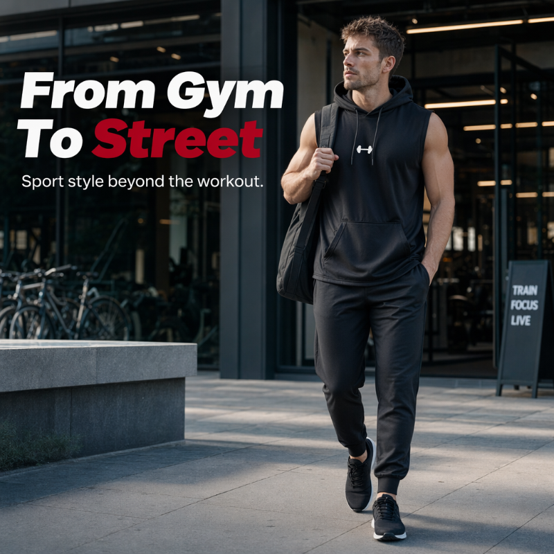 Heren Atletisch Mouwloos Hoodie Vest