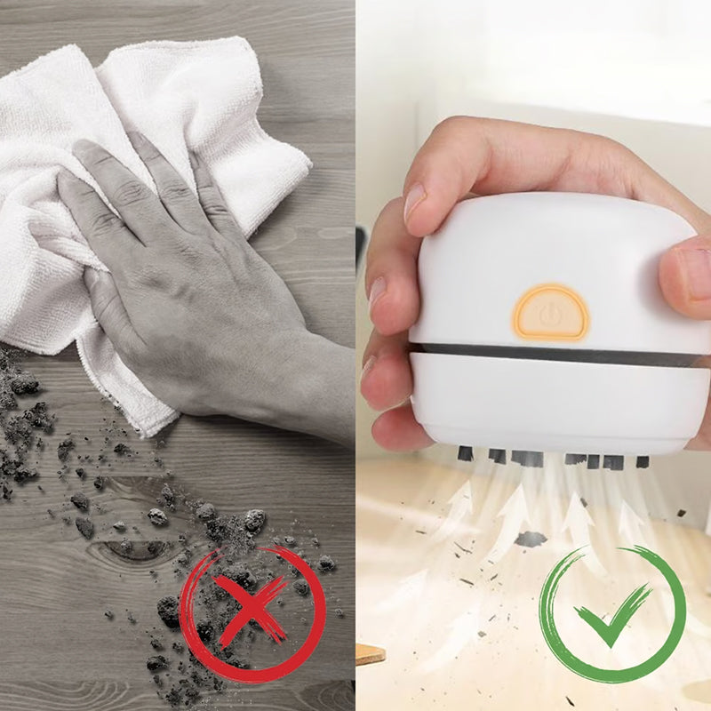 🔥Aanbieding 50% KORTING🔥 Stop met het wegblazen van kruimels van je toetsenbord! Draagbare mini-bureaustofzuiger – USB-oplaadbaar, 360° zuigkracht, start met één druk op de knop 🖥️