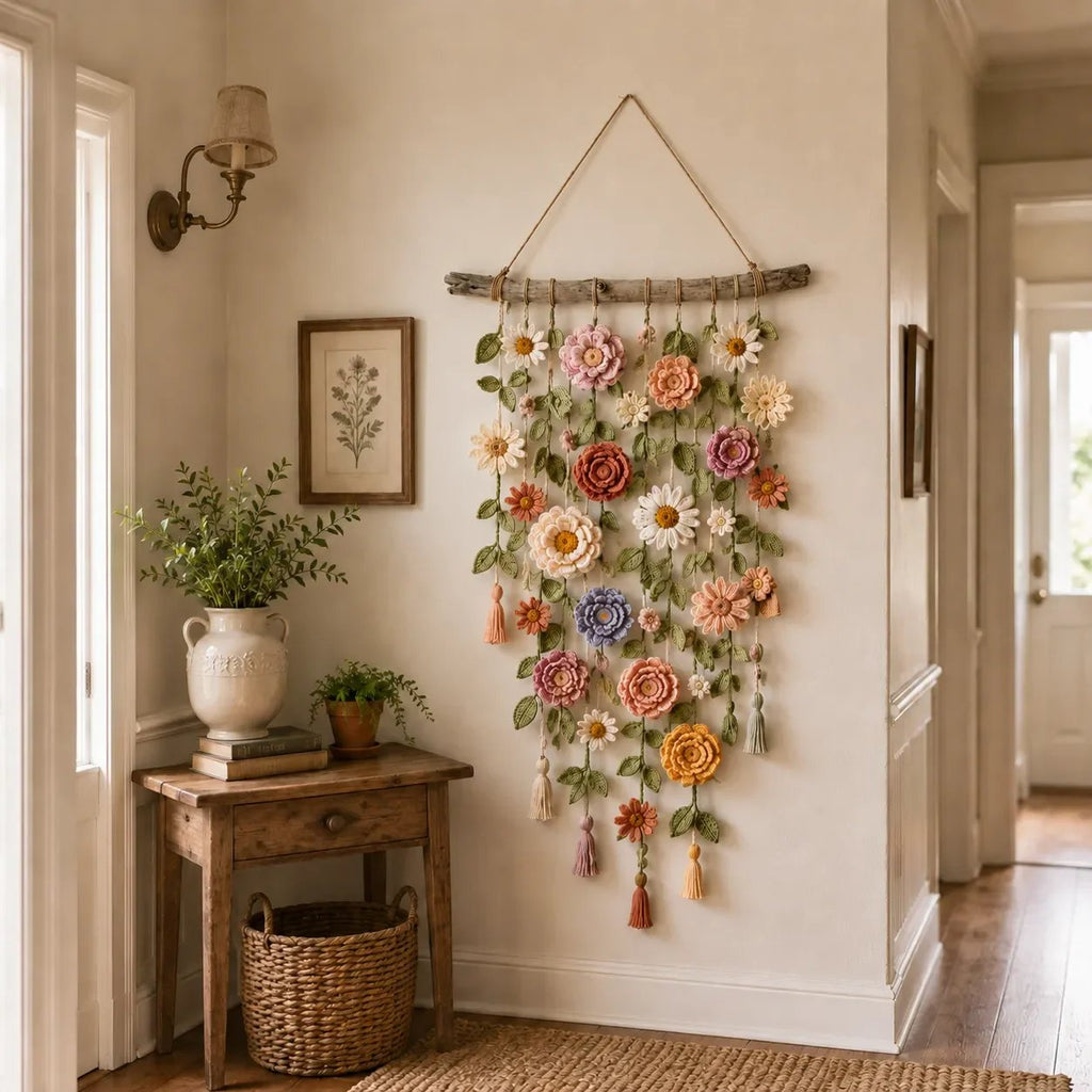 🌸 LAATSTE DAG SPECIALE PRIJS!! 🌸 Gehaakte Bloemen Wanddecoratie – Breng Warmte En Sfeer In Huis