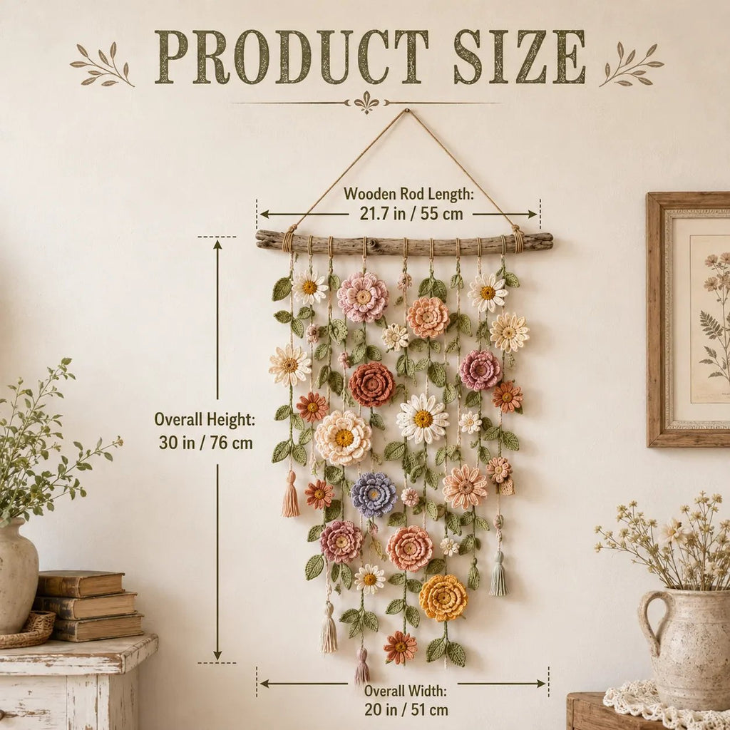 🌸 LAATSTE DAG SPECIALE PRIJS!! 🌸 Gehaakte Bloemen Wanddecoratie – Breng Warmte En Sfeer In Huis