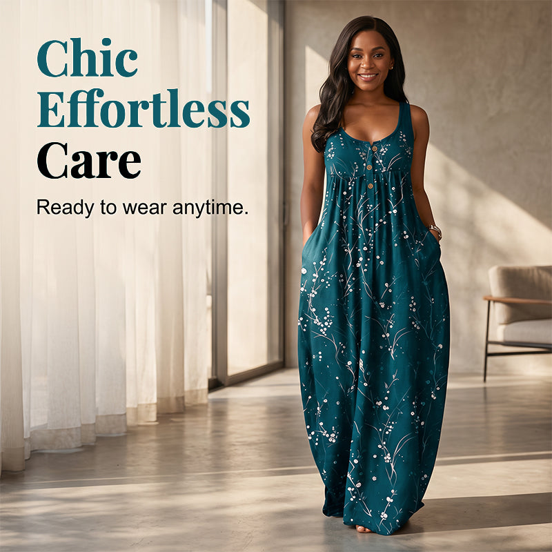 🌿 Limited Time ✨Mouwloze Maxi Jurk 👗  Flatterende Pasvorm
