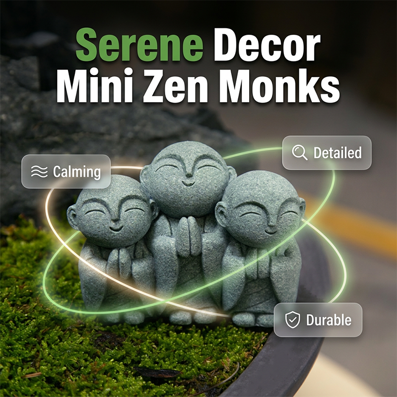 💥【LIMITED TIME 50% OFF】🔥 Mini Zen Monnik Beeldje | Natuurlijke Blauwe Steen | Glimlachend Gezicht | Miniatuurlandschap Accessoire | Bureau/Bonsai/Terrarium Decoratie | Meerdere Stijlen