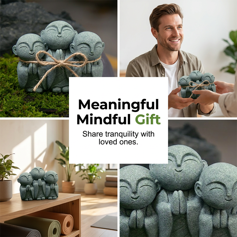 💥【LIMITED TIME 50% OFF】🔥 Mini Zen Monnik Beeldje | Natuurlijke Blauwe Steen | Glimlachend Gezicht | Miniatuurlandschap Accessoire | Bureau/Bonsai/Terrarium Decoratie | Meerdere Stijlen