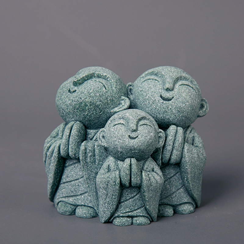 💥【LIMITED TIME 50% OFF】🔥 Mini Zen Monnik Beeldje | Natuurlijke Blauwe Steen | Glimlachend Gezicht | Miniatuurlandschap Accessoire | Bureau/Bonsai/Terrarium Decoratie | Meerdere Stijlen