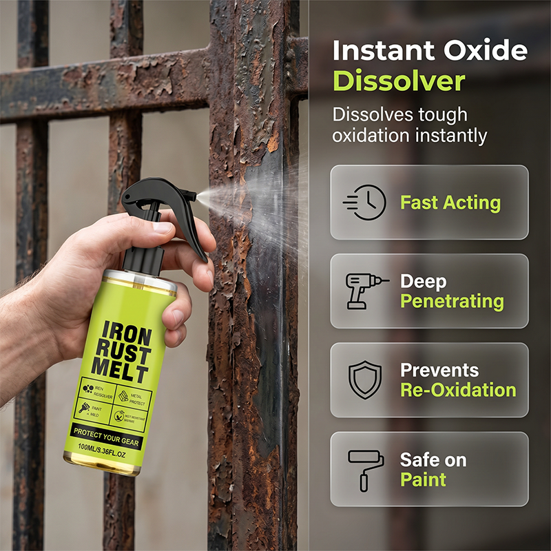 💥【LIMITED TIME 50% OFF】🔥 IJzerroestsmeltspray | Lost Roest Direct Zonder Lakschade | pH-Neutraal | Laat Beschermende Laag Achter | Auto/Gereedschap/Tuin | 100ml