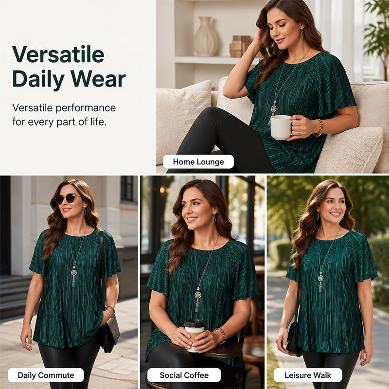 Flatterende geplooide blouse in grote maat