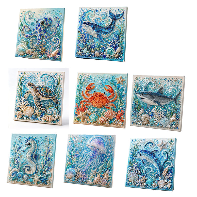 💥 Met 50% korting! 🔥 DIY-kunstparel schilderpakket – oceaan thema, 8 ontwerpen, 3D-textuur, premium zelfklevend canvas, mindfulness, ideaal cadeau 🐚