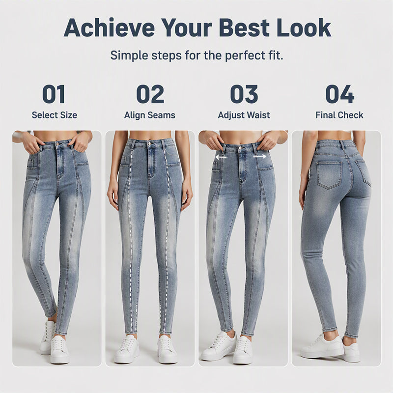 🎁Nieuwe collectie 55% korting💥Dames skinny jeans met hoge taille en afslankend effect