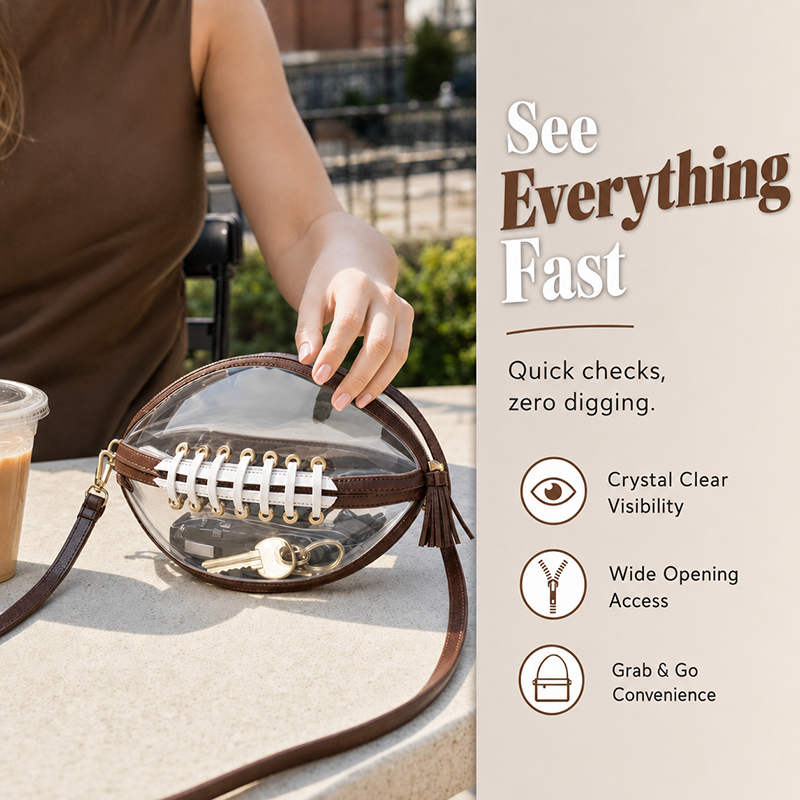 🏈 Transparante crossbodytas in de vorm van een voetbal – Stijl voor de wedstrijddag gecombineerd met alledaags gemak ✨
