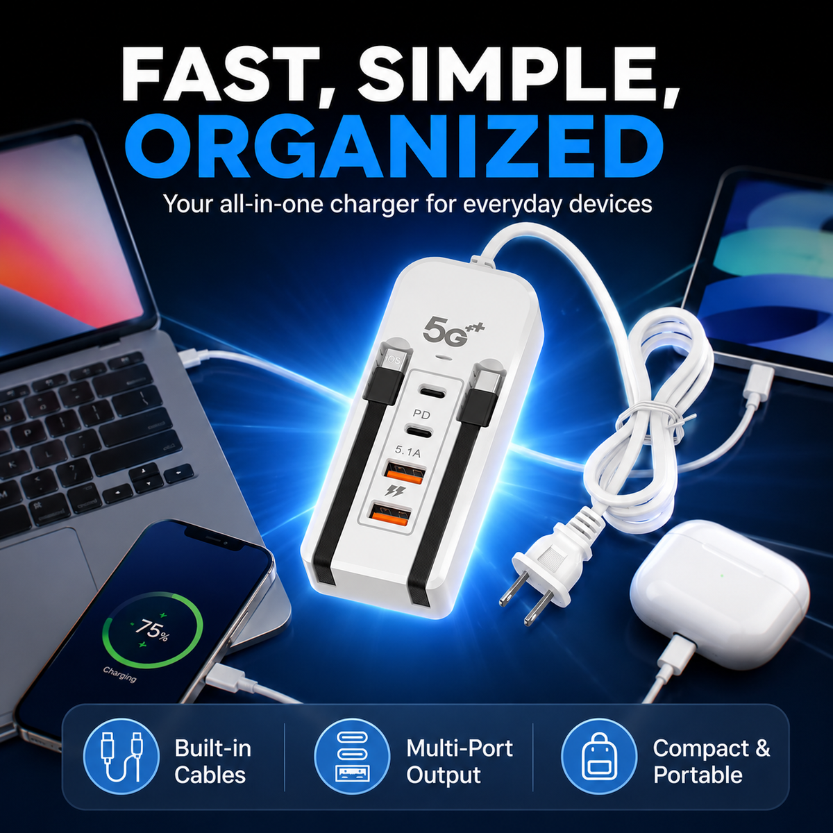 Multi-poort USB-desktoplaadstation