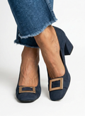Inês | Suède Schoenen met Gouden Gesp