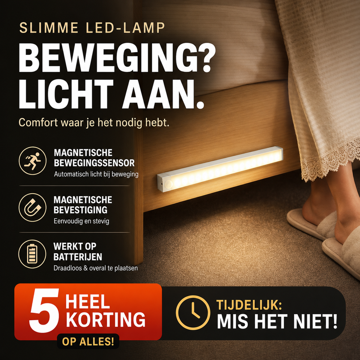 💡 50% KORTING! Slimme LED-lamp met magnetische bewegingssensor – schakelt automatisch aan bij beweging! ✨ Magnetische bevestiging – Perfect voor hal, keuken en kast. 🔋 Werkt op batterijen