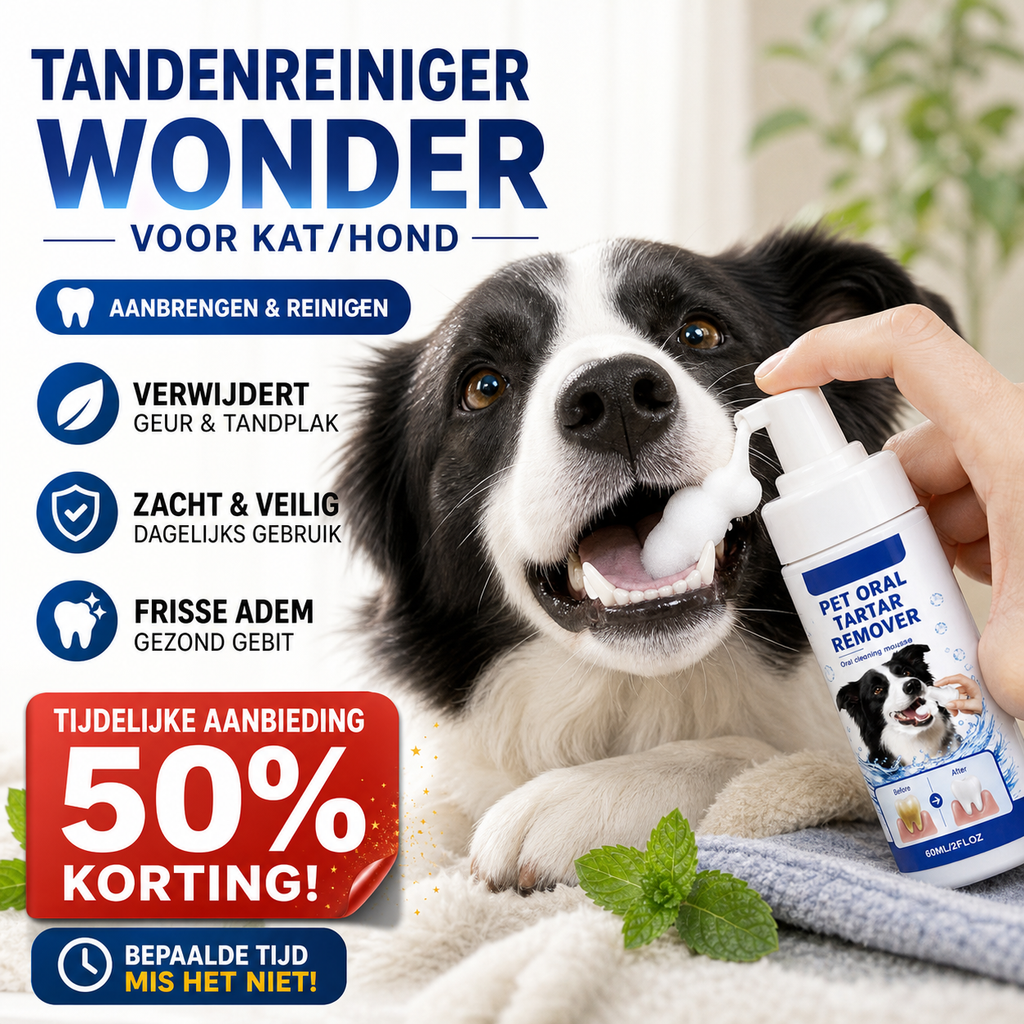 ⏳ FLASH SALE! ✨ Tandenreiniger Wonder voor Kat/Hond | Aanbrengen & Reinigen 🦷 | Verwijdert Geur & Tandplak | HALF PRICE 🎉