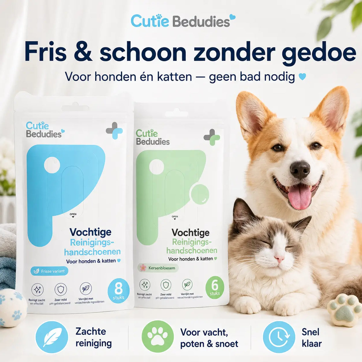 Vochtige Handschoenen voor Honden en Katten 6 stuks 🐾 Stapelkorting 🐾